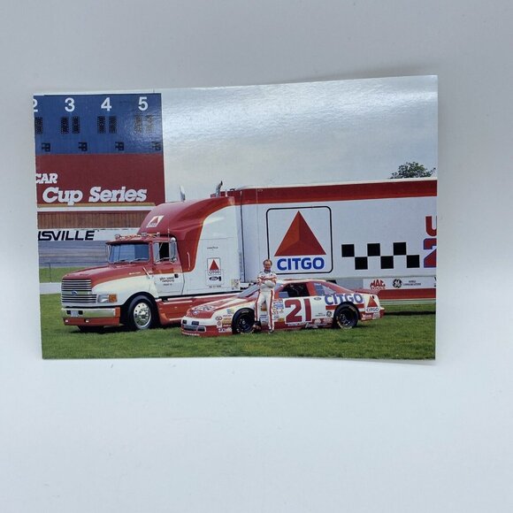 Morgan Shepherd Nascar Transporter Photo Postcard 4 1/4 x 6 1/2 21 Citgo Car - Picture 1 of 6